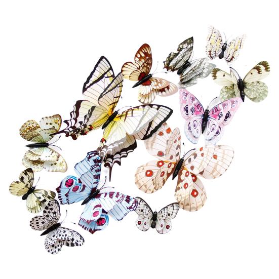 12 Pcs/Set Realistic Background Sticker Practical Durable Magnetic Butterflies Shape Wall