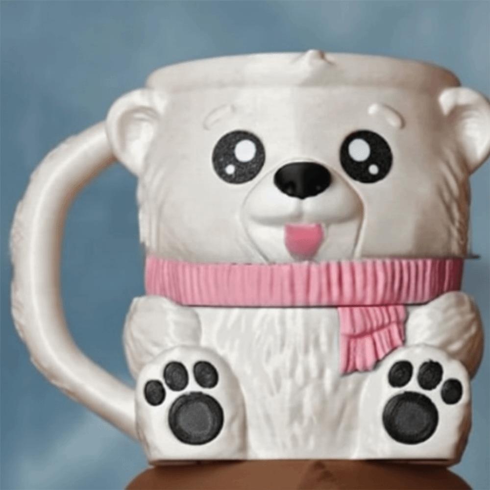 New with Two Spoons Ice Cream Pint Holder Cup NonSlip Polar Bear Ice Pint Holder 3D Printed Melting Preventer For Lover Gift