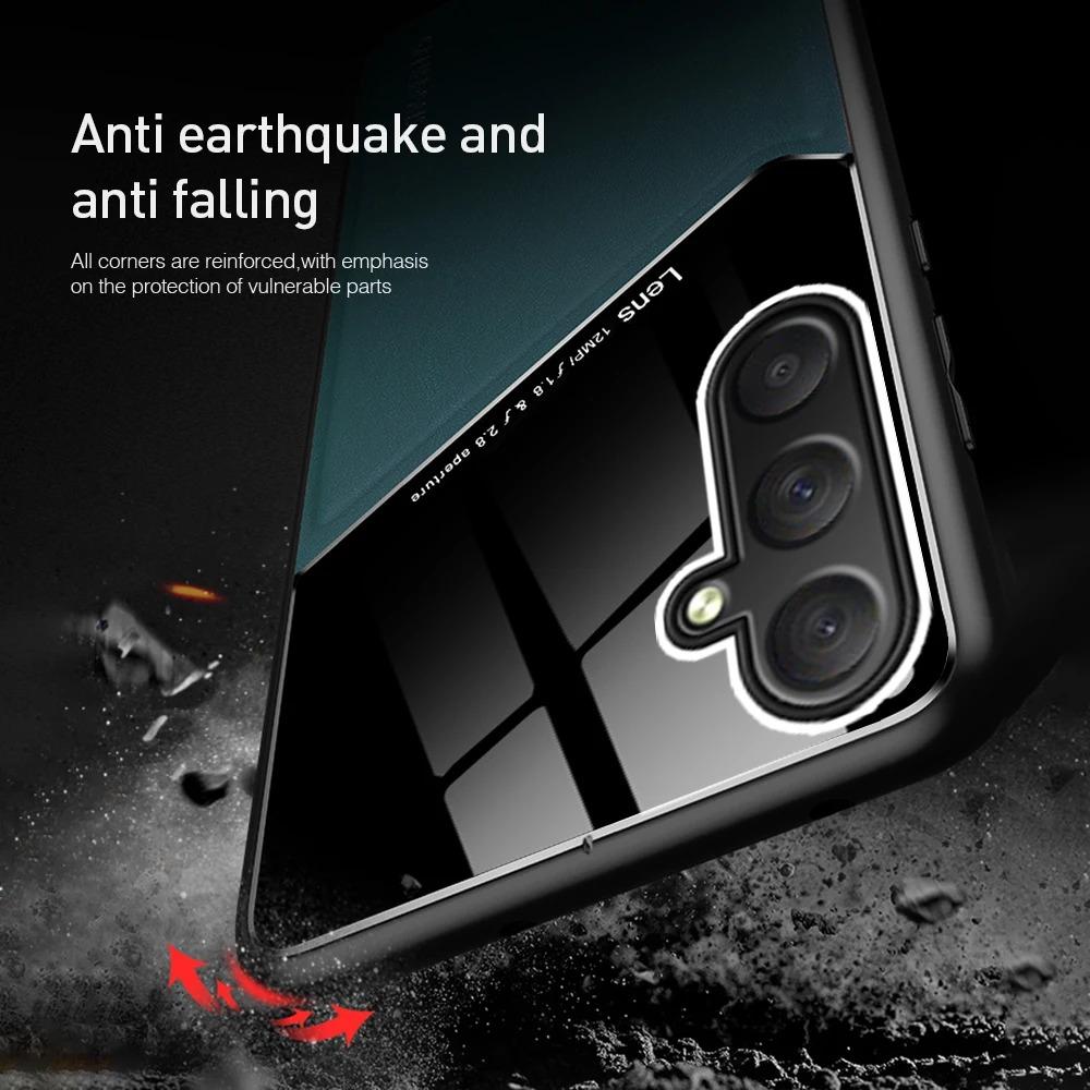 Kožené texturované pouzdro pro Samsung A16 5G A06 A36 A56 A15 A25 A35 A55 s magnetickým držákem do auta Coque Fundas Capa