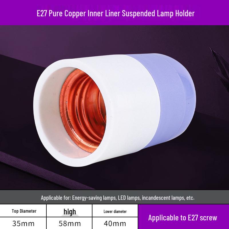 Ceiling-Mount E27 Ceramic Flat Lamp Holder with Screw Base