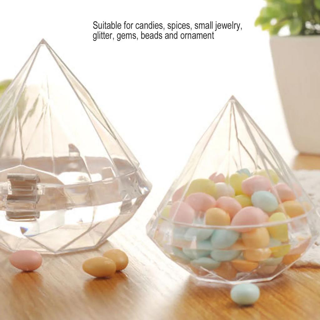 12pcs Candies Box Diamond Shaped Clear Jar Transparent Plastic Candy Storage Box For Home