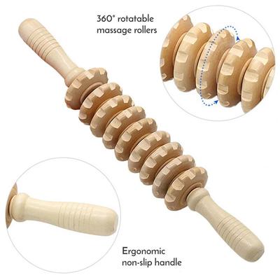 Wooden Exercise Roller Gua Sha Handheld Cellulite Blasters Sports Injury Body Trigger Point Muscle Roller Sticks Massager