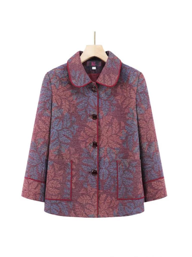 Grandma's Winter Coat: Fashionable Plus-Size Top for Women Aged 60-70, Ideal for Spring and Autumn