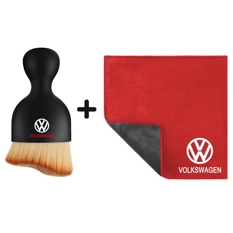 2026 Hot For VW VOLKSWAGEN Car Wash Microfiber Towel + Car Dust Brush Cleaning Brush for Volkswagen VW GOLF Polo TOURAN CADDY PA