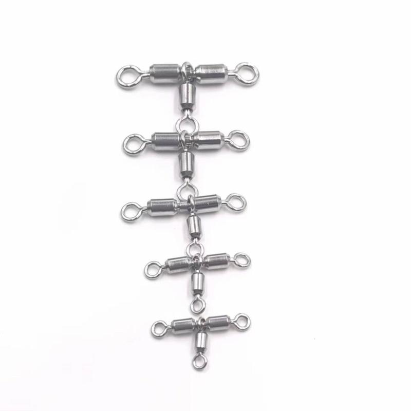 Crossline Swivels Saltwater Fishing Rolling Swivels Fishing Rig Line Connector Fishing Tackle 3 Way Swivels Rotating