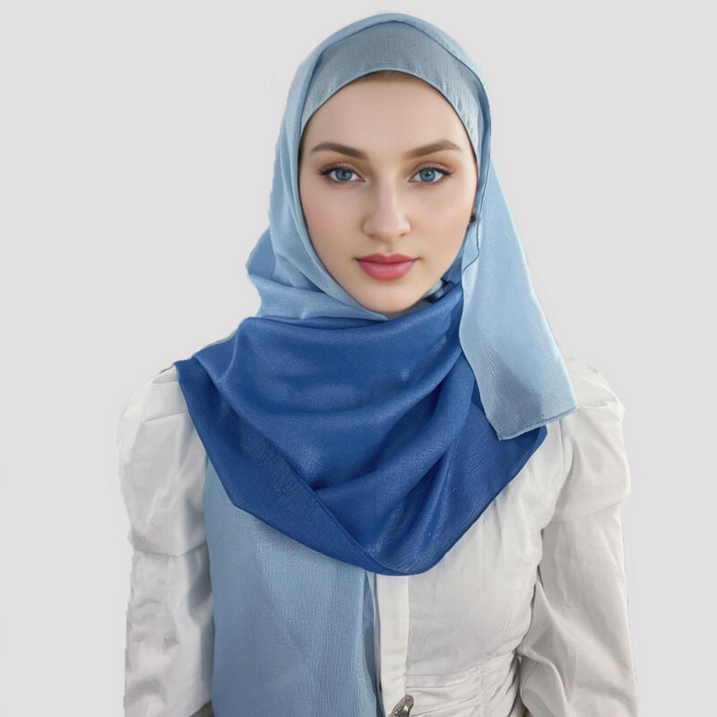 New Silk Hand Gradient Fashion Hijab Scarf Indonesian Malay Silver Scarf Raya Hijab