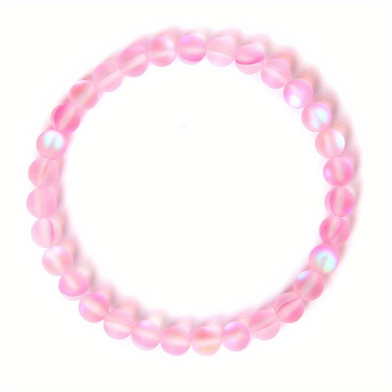 

6mm Fashion Women Bracelet High Luster Matte Moonstone Bracelets 6mm Rainbow Glass Beads Bangle Handmade Stretch Jewelry Gifts рожевий