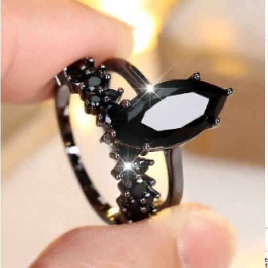 

White Marquise CZ Full Pave Ring for Women – Adjustable Luxury Sparkling Fashion Jewelry No. 12 чёрный