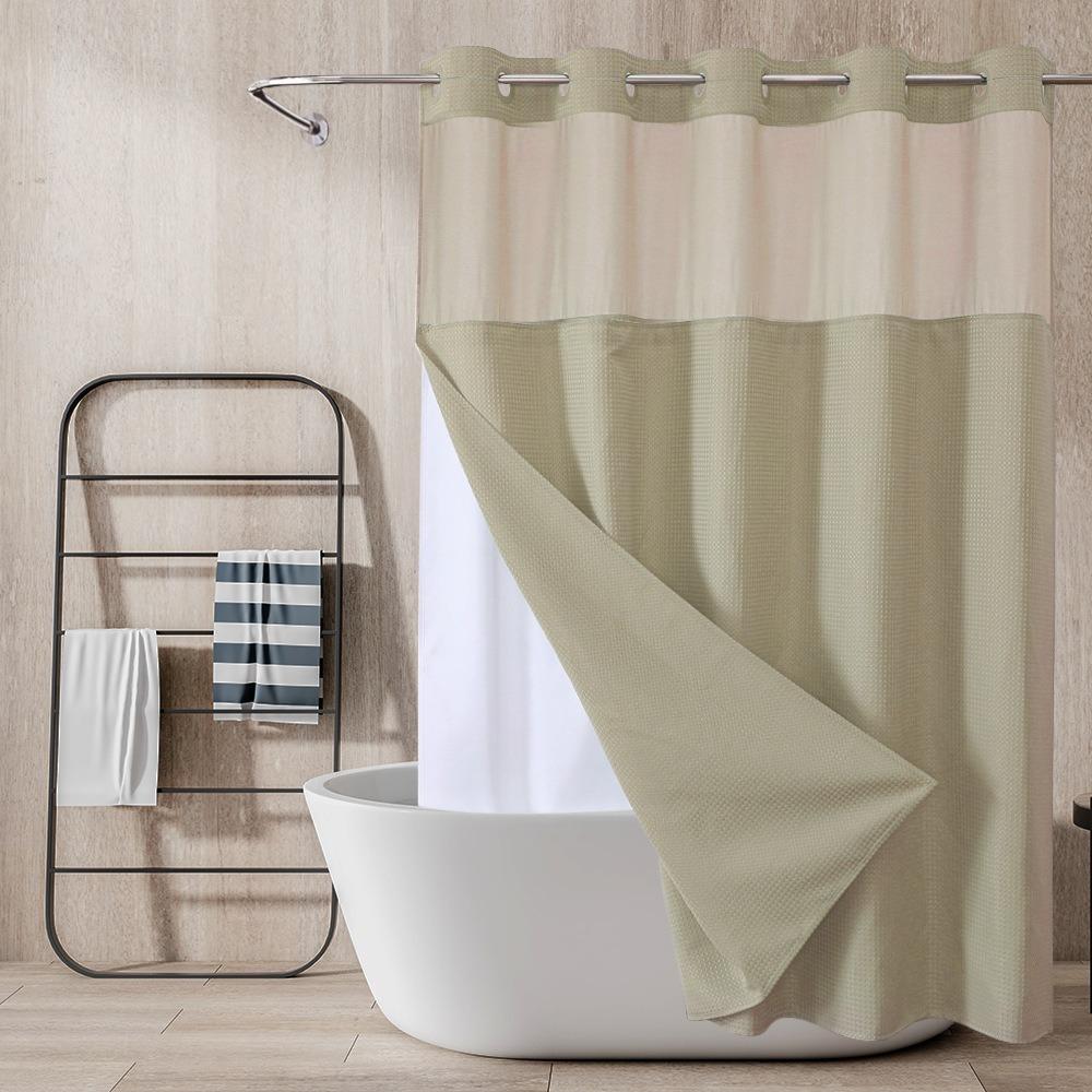

Mold-resistant Bathroom Curtain Double Layer Partition Curtain Waffle Pattern Shower Curtain Home W 36 in x L 72 in светло-зеленый