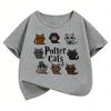 Potter Cat Graphic Kids Tshirts Summer Short Sleeve Tees Cartoon Animal Boys Girls Clothes Kawaii Tops Y2K Children Tshirt