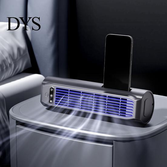 USB Charging Fan Portable Air Conditioner with Built-in Phone Holder, 3 Modes Vertical Flat Small Space Wall-Mounted Fan, Bladeless Quiet Cooling
