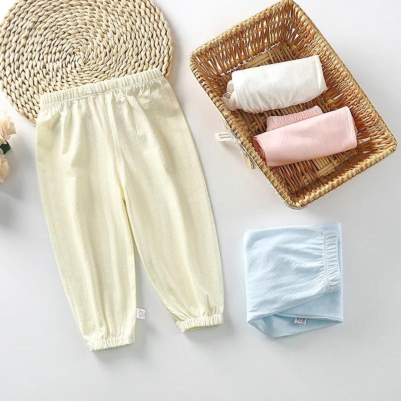 Spring and Summer 1-6 Years Old Children's Anti-mosquito Pants Air-conditioned Pants Pajamas Boys and Girls Bloomers Bamboo Cotton Baby Thin Pants