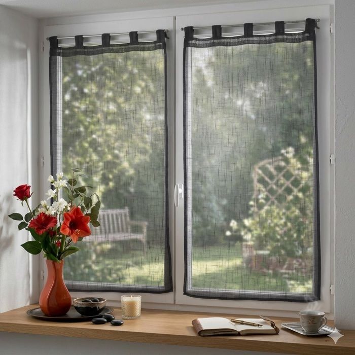 Paire de voilages 60 x 160 cm Zazy anthracite