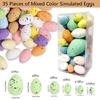 Set Of 35 Colorful Painting Easters Eggs Decorations Foam Spotted Bird Eggs Ornament Handmade Wreath Accessories