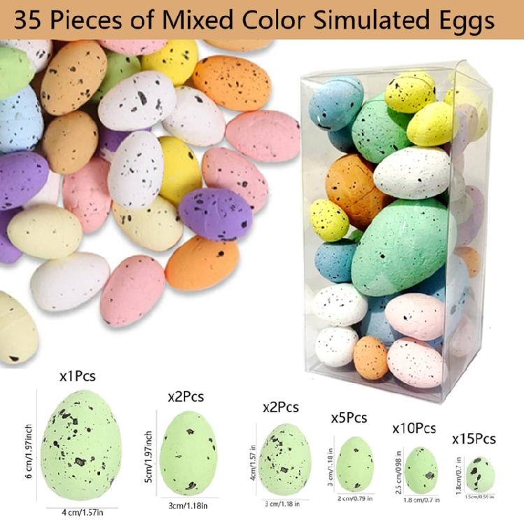 Set Of 35 Colorful Painting Easters Eggs Decorations Foam Spotted Bird Eggs Ornament Handmade Wreath Accessories