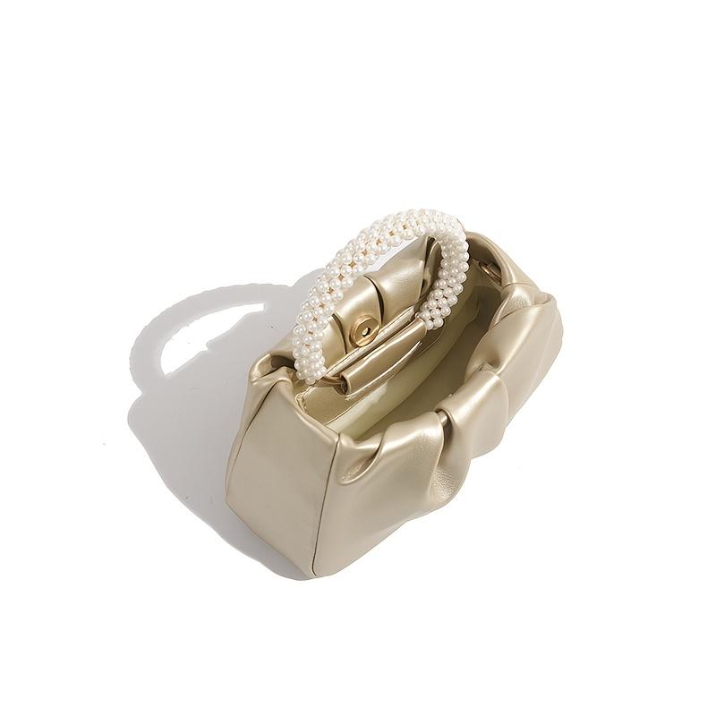 Elegant Pearl Handle Evening Clutch Chic Women's Dinner Handbag Adjustable Strap for Shoulder or Crossbody Wear Perfect