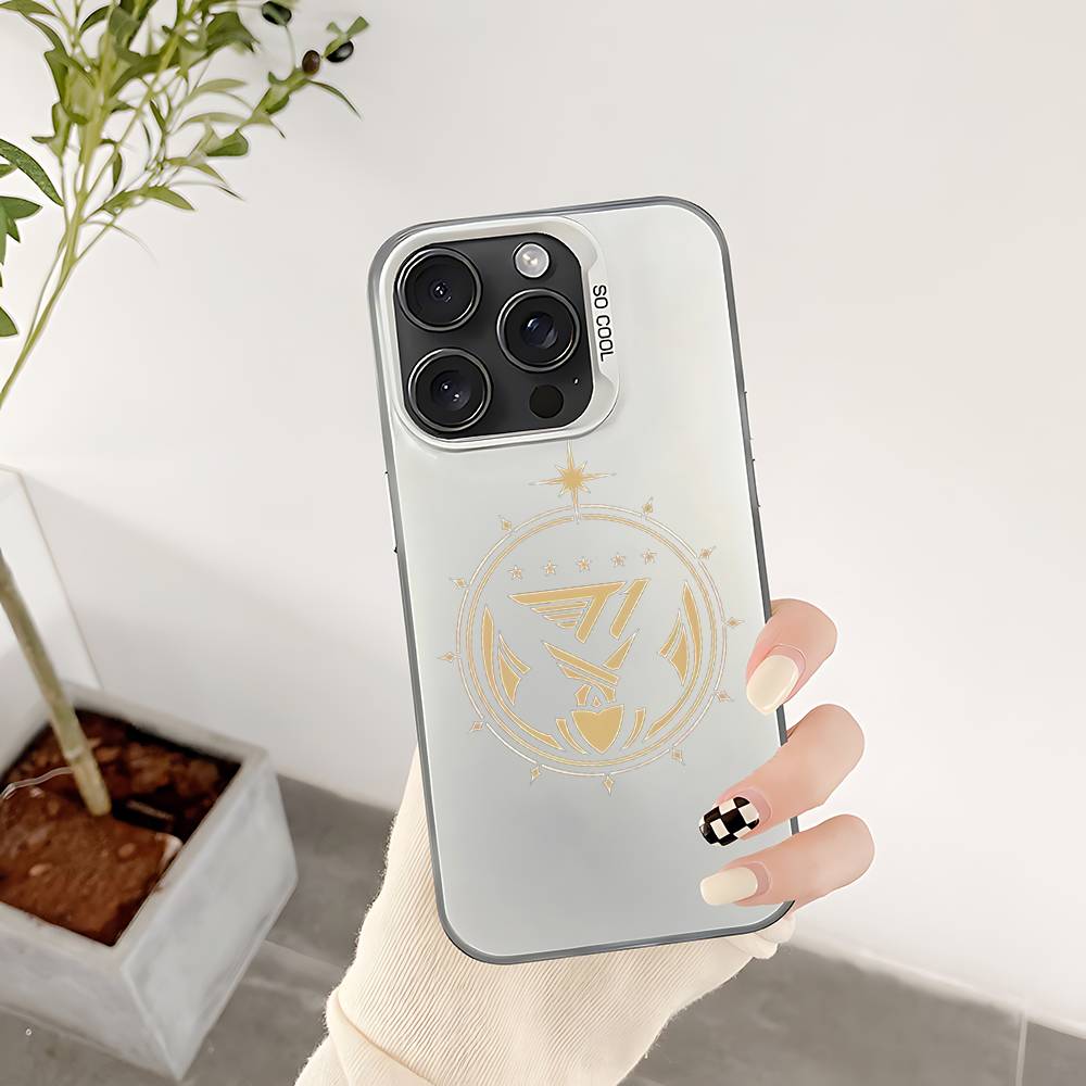 

Cool T-T1 SKT Phone Case Phone Case For IPhone 17 16 15 14 Pro Max Independent Metal Button IMD Silver Shell iphone12