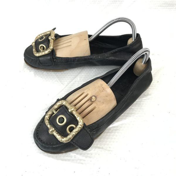 

miumiu Leather Flat Shoes 36.5 23-23.5 Black Ballet Pumps