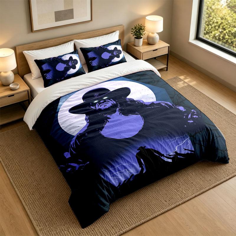 3Pcs Bedding SetThe Undertaker Soft Bed Sheet and Two Pillowcases Home Bedroom Decor