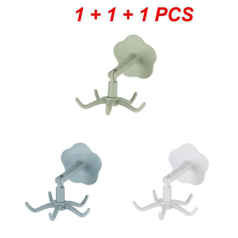 1/2/3PCS Storage Hooks Wall Hanging Punch-free 360 ° Rotating Universal Hooks Save Space Kitchen Organizer Small Object Hanger