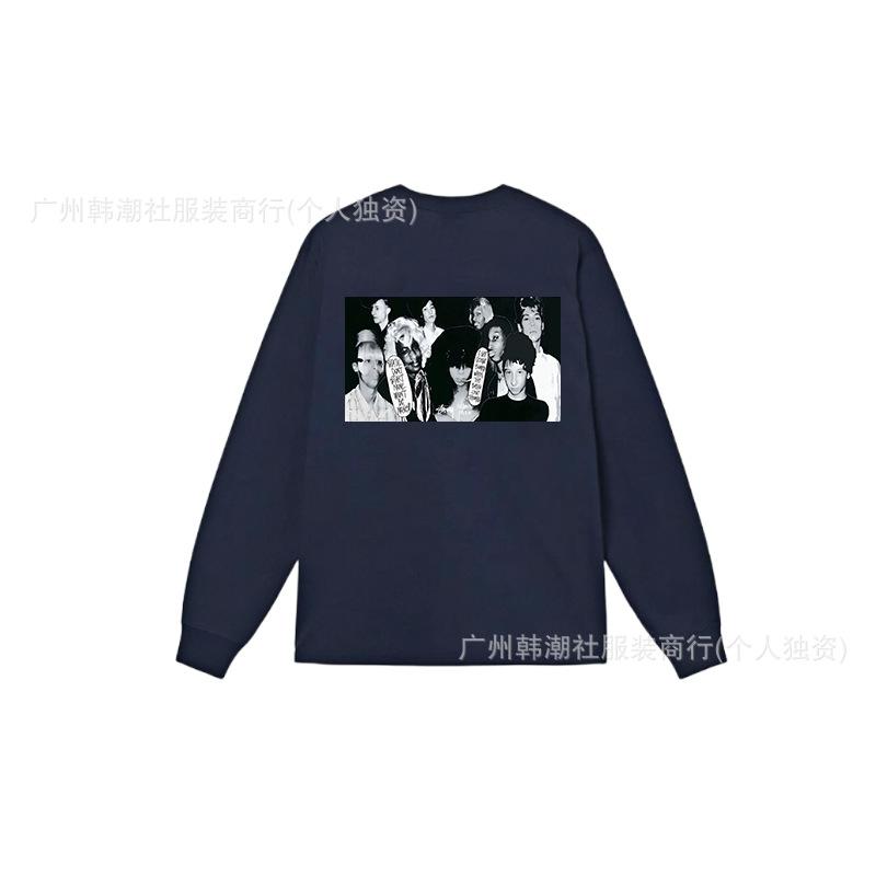 3. Cross-border Stuart long-sleeved printed t-shirt American trendy cylindrical cloth casual loose men and women the same style
