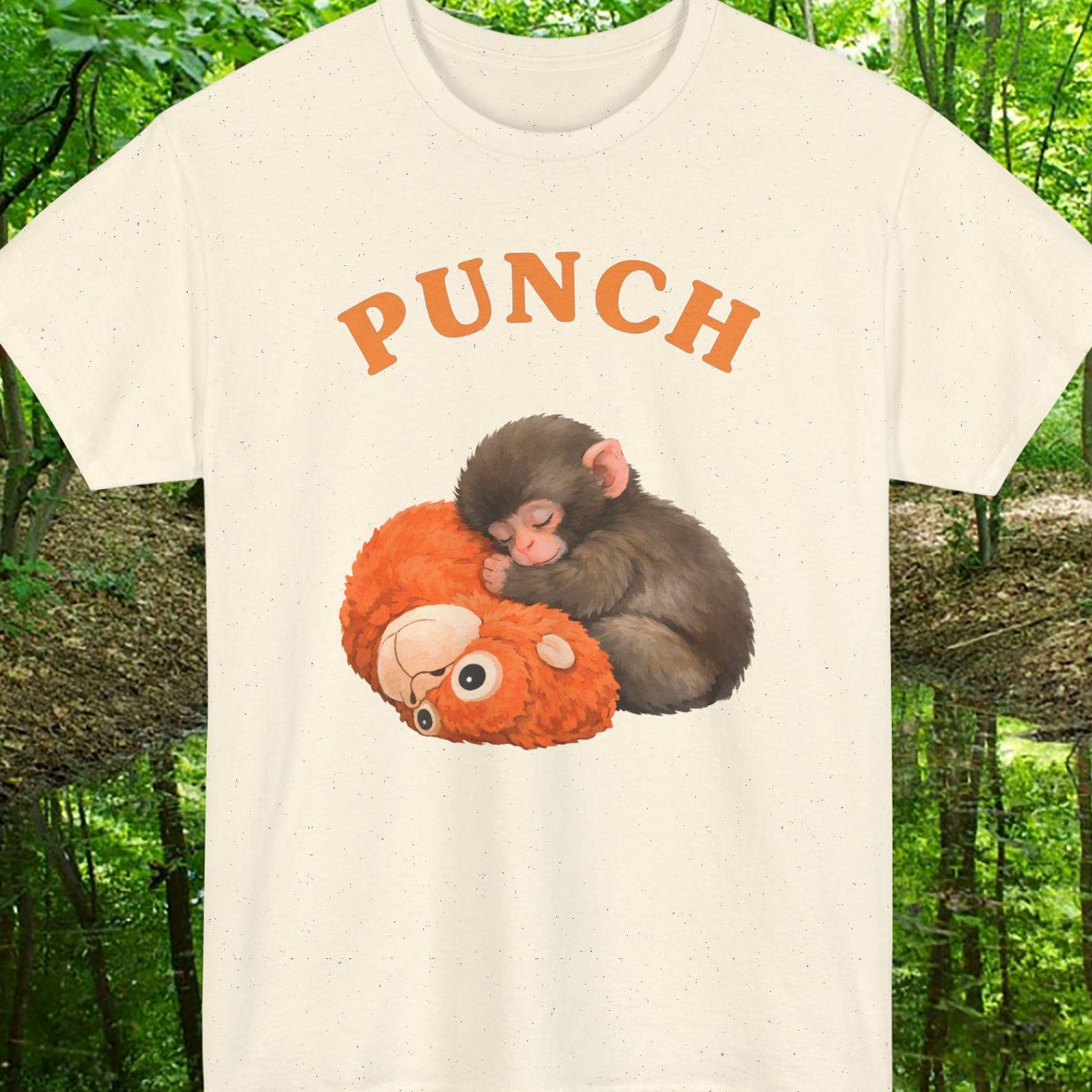 Punch Baby Monkey Shirt Gift For Fans, PETA Punch T-Shirt Gifts, Animal Lover Gifts, Punch Monkey Holding Plush, Monkey Trending Meme Tee L