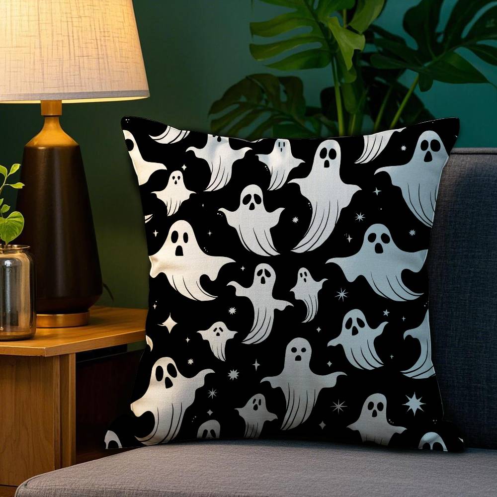Cute Spooky Halloween Pumpkin Pillow Case Sofa Living Room Bedroom Double-sided Printing Square Cushion Nap Time Cushion Cover