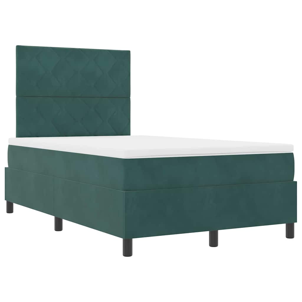 Boxspring Bed with Headboard Dark Green 120 x 190 cm Velvet