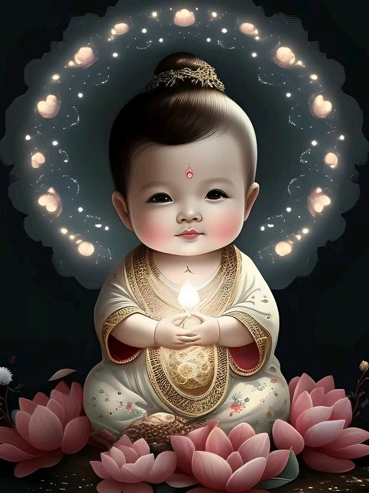 

Статуя Будды Лотоса, милая фигурка 5DDIY, алмазная живопись, полная круглая квадратная картина, украшение для дома, украшение на стену, подарок Full Round 20x30CM