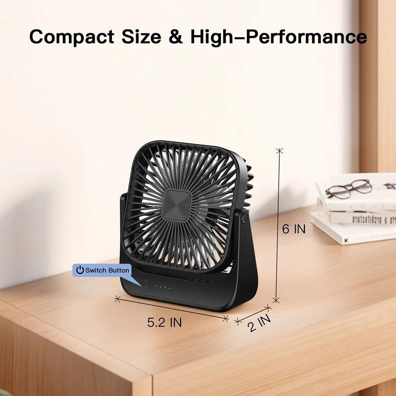 Elektrischer Ventilator Desktop Luftzirkulationsventilator USB-Aufladung Mini-Ventilator Tragbarer Ventilator Büro-Schreibtischventilator 4000mAh 360-Grad-Drehung Fliegenventilator