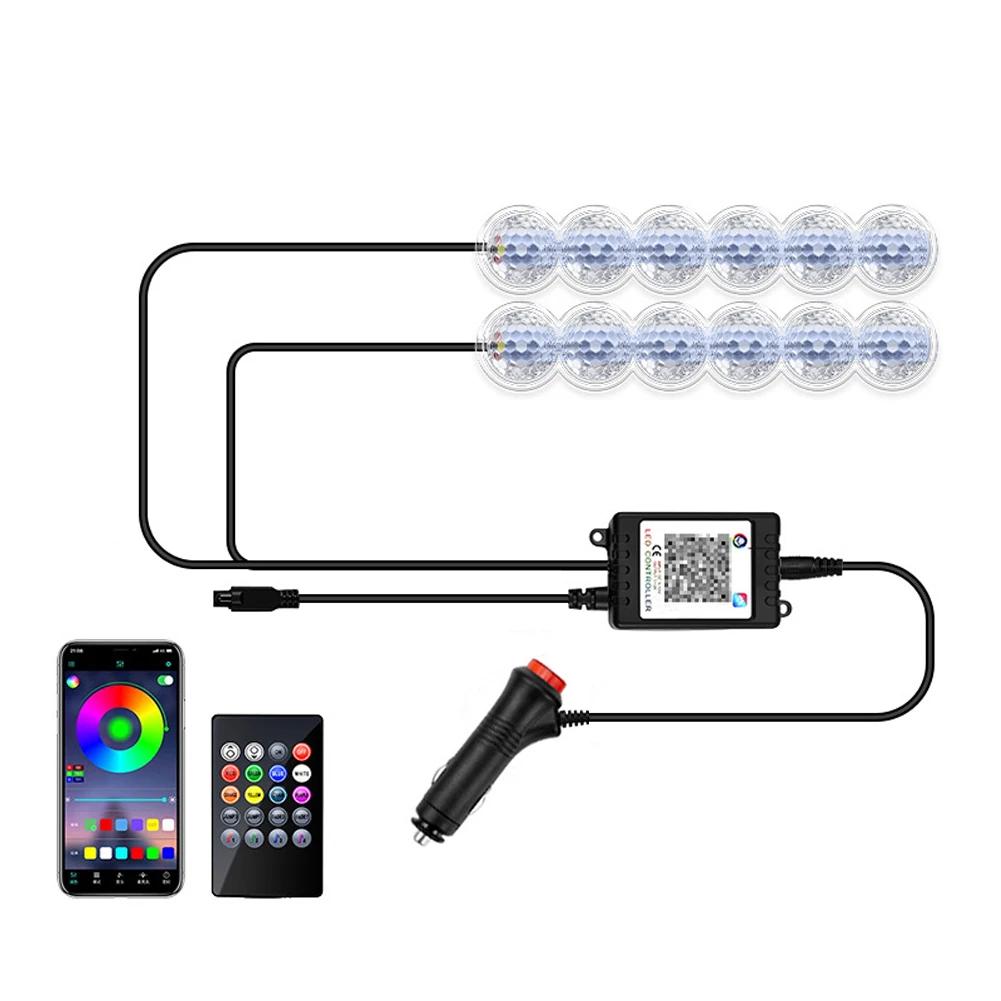 12 LED Car Interior Ambient Foot Light USB / Cigarette lighter LED Atmosphere Decorative Lamp LED Foot Light Kit Car Accessories