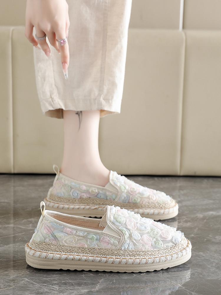 Hot Sale Breathable Mesh Lace Ballet Flats Shoes Womens Espadrilles Casual Floral Women'S Loafers Zapatillas Fisherman
