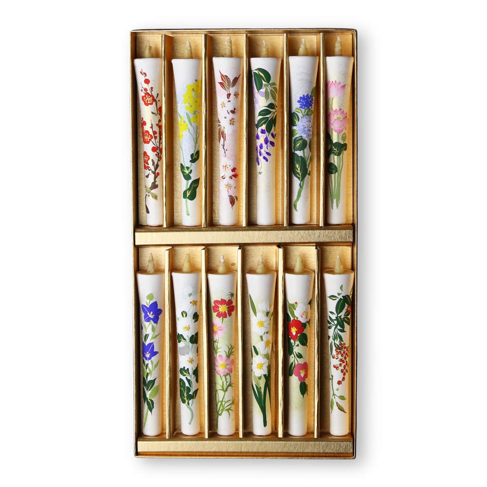 Daiyo Illustrated Candles, Floral Set B for the Twelve Months