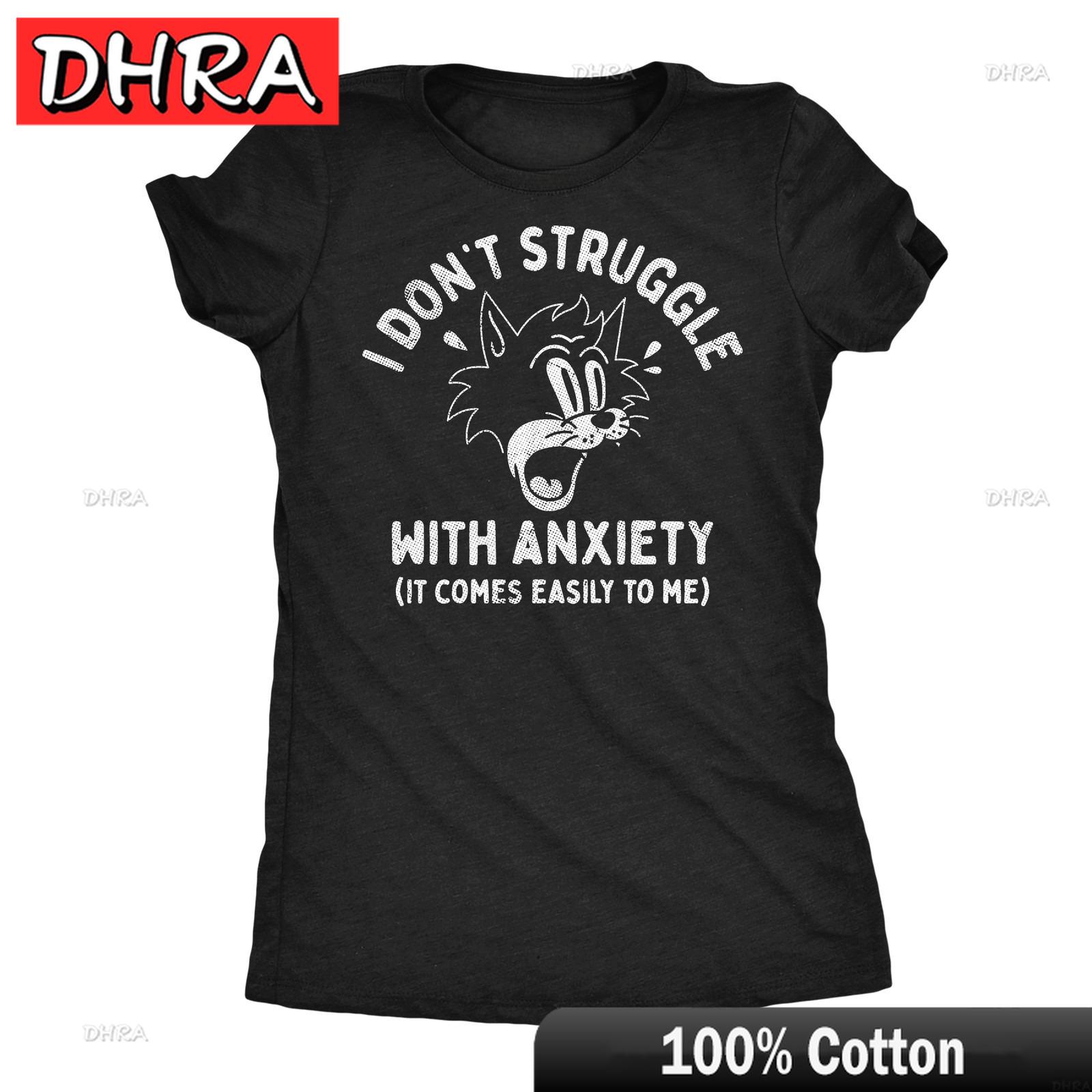 

Womens Funny T Shirts I Dont Struggle with Anxiety It Comes Easily To Me Boyfriend Tops Streetwear T Shirts Soft Crew Neck Tee S