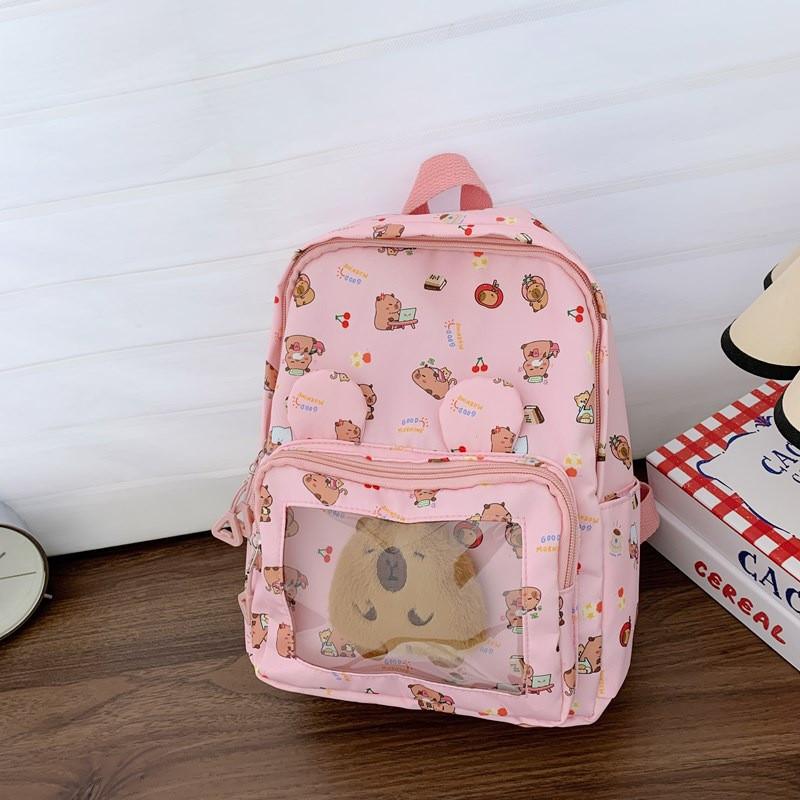Capybara Backpack Children Cartoon Itabag Adjustable Shoulder Straps Schoolbag