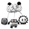 Jouets suspendus Siège auto Berceau Mobile Bébé Spiral Peluche Lit Poussette Barre Jouet Couleur Noir et Blanc avec Hochet Sifflet BB