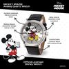 Disney W001868 Mickey Mouse Stříbrné hodinky s černým řemínkem pro muže