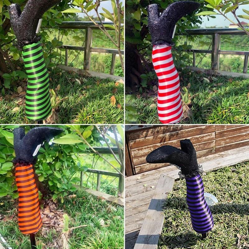 1PCS Halloween Decoration Evil Witch Legs Inverted Evil Witch Feet Boots Stakes Courtyard Lawn Outdoor Garden Decoration Props