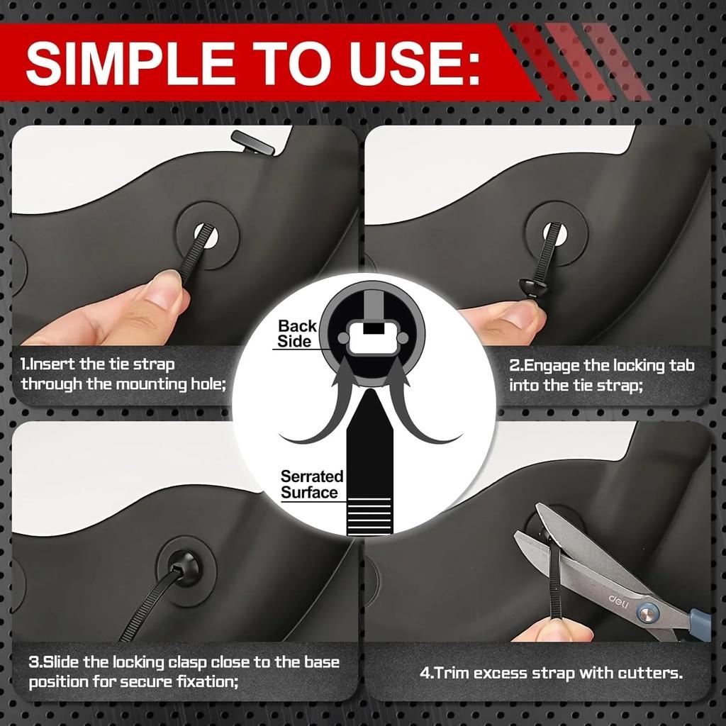 Multipurpose Nylon Universal Cable Tie Buckles Auto Fastener Screw Replacement Clip for Car Buckles Heavy Duty Zip Ties Holder