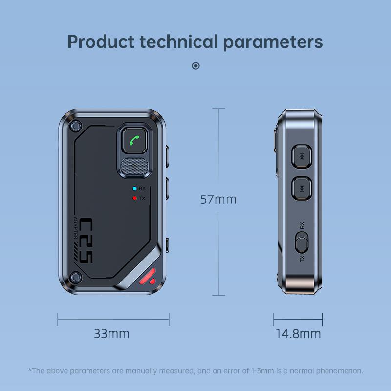 2 In 1 Bluetooth 5.3 Audio Adapter Receiver Transmitter 3.5mm AUX HIFI Stereo Small With Mic For TV PC Car Speakers Airplane