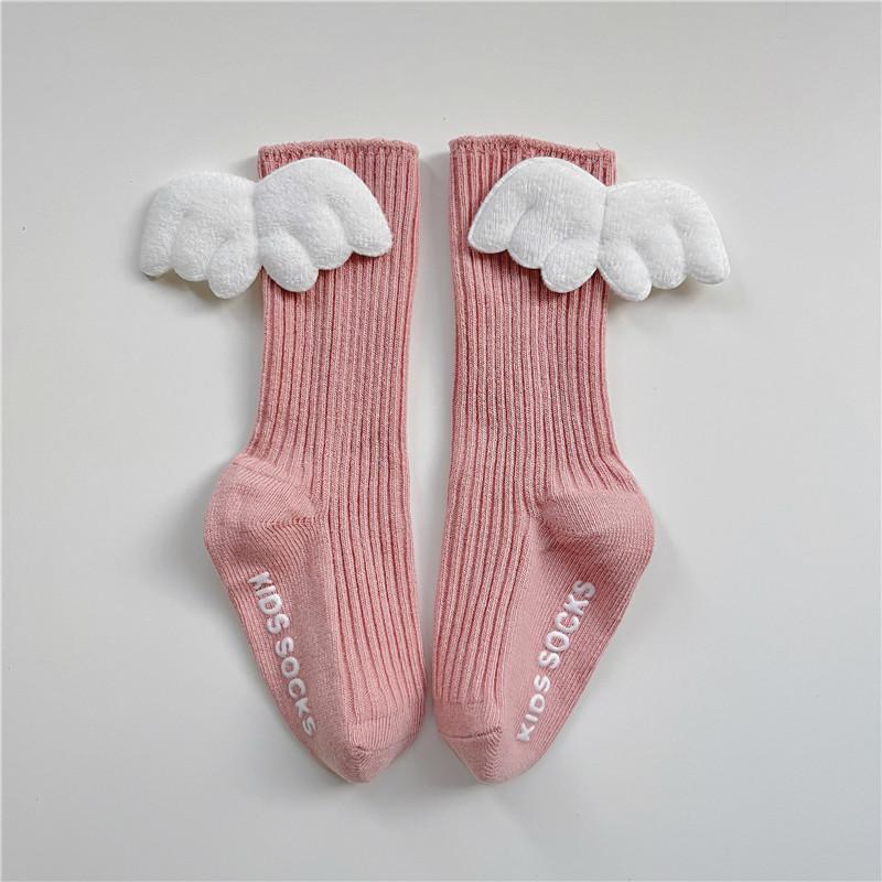 Calcetines de Bebé Niños Niñas con Alas de Ángel Algodón Cortos para el Suelo Niños Lindos Color Caramelo Antideslizantes Pequeños Calcetines para Recién Nacidos Para 0-3 Años 1-3Years(M) color rosa