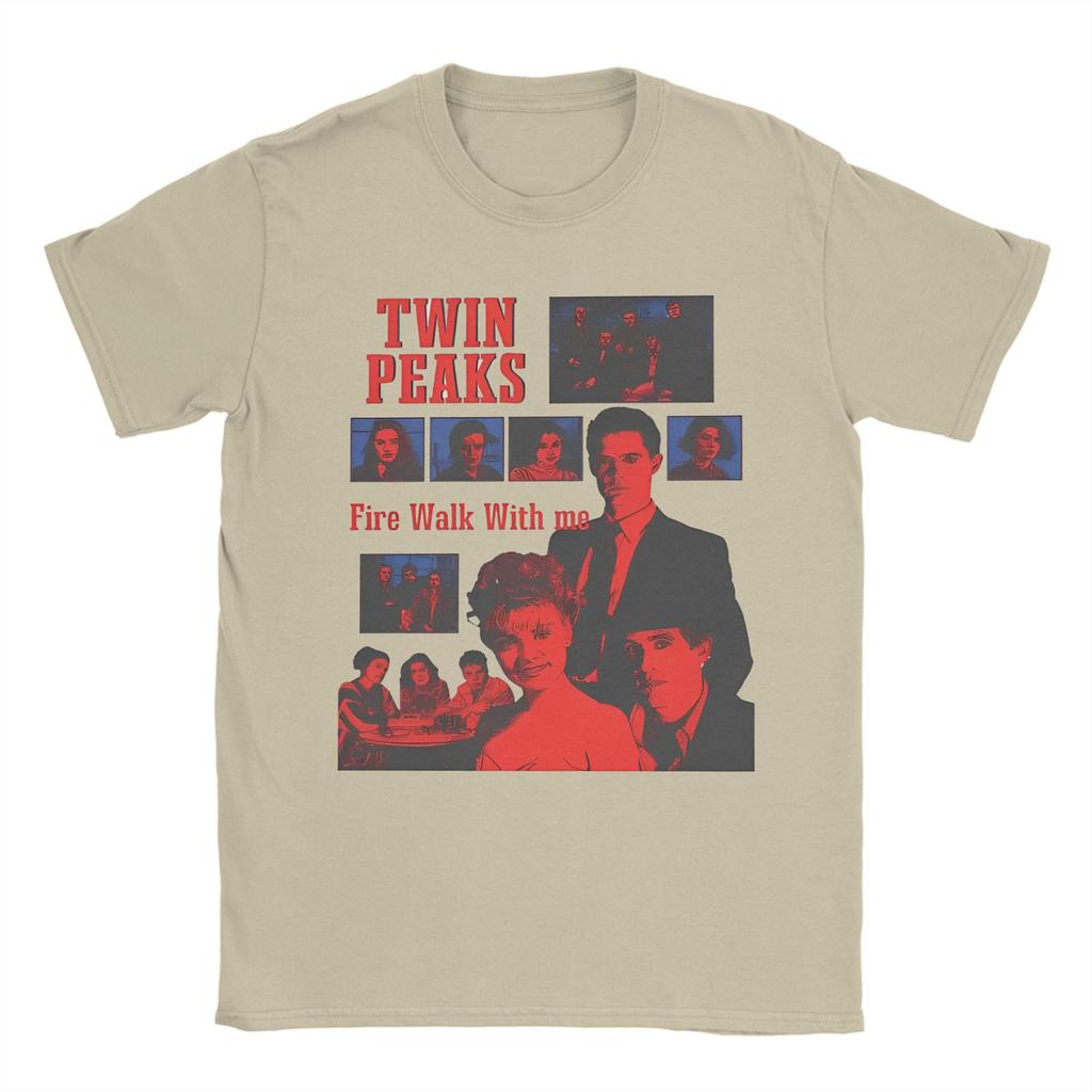 Twin Peaks Dale Cooper Fire Work Men's T Shirts TV Show Novelty Tee Shirt Short Sleeve Round Neck T-Shirt Cotton Summer merch