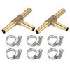 PATIKIL 1/4" Brass Hose Barb Fitting 2 Sets T Barb Union Fitting Metal Splicer