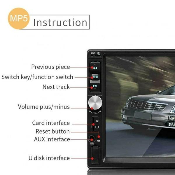 Bil MP5-spiller 7012B 1080P HD 7-tommers bilradio Stereo Bluetooth MP4 MP5 USB-spiller berøringsskjerm