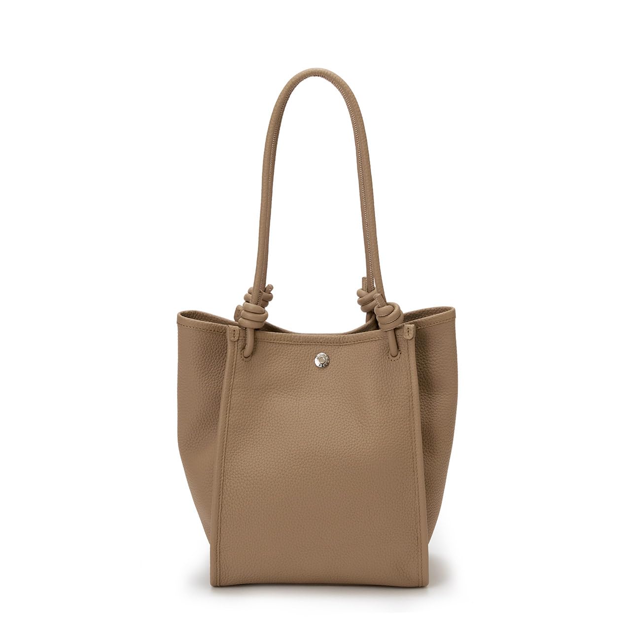 [Breath TOPKAPI] Сумка-тоут из усадочной кожи с узлом-ручкой (Серо-бежевый)