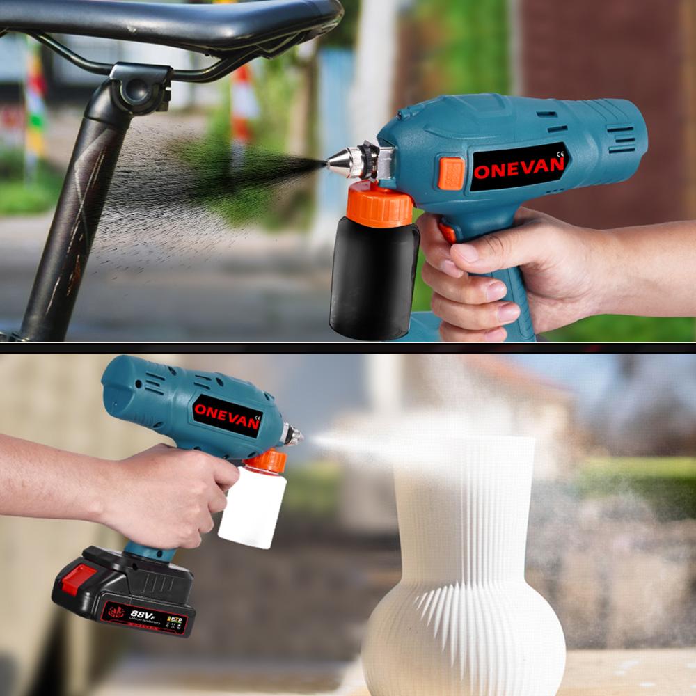 ONEVAN 100ML Electric Spray Gun Cordless Paint Sprayer Rechargeable Auto Furniture Steel Power Tools  For Makita 18V 21V Battery