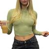 Mode Oansatz Tees Streetwear Tops Frauen Einfarbig Slim Fit Einfache T-shirts Frühling Herbst Casua Langarm T-shirts 30423