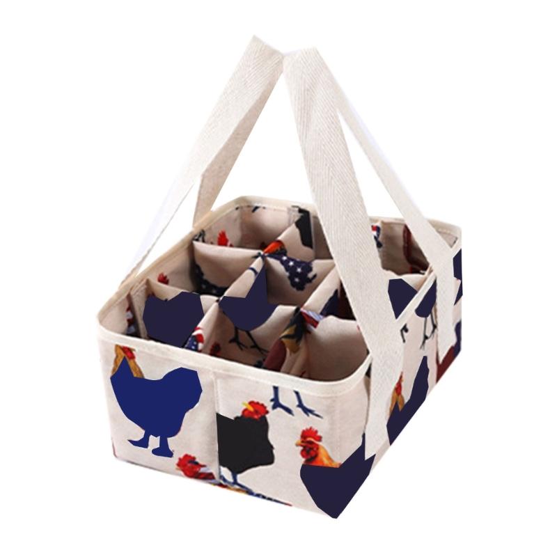 

9 Compartment Eggs Collection Basket From Strong Polyester For Arranging Chicken Duck And Bird Eggs Including Grip