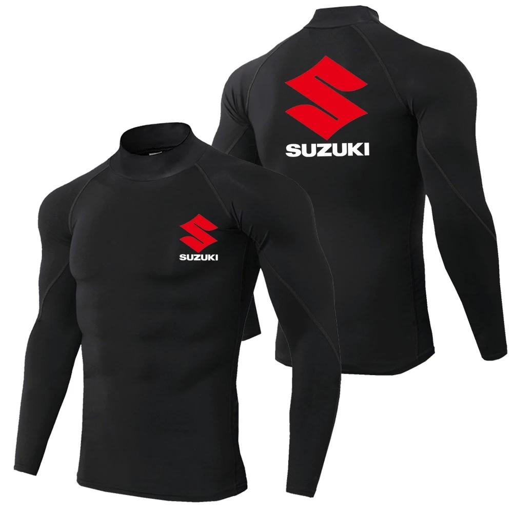 

Suzuki men s fast drying breathable sports bike long sleeved tight fitting shirt, gym sweatshirt, outdoor fitness running S