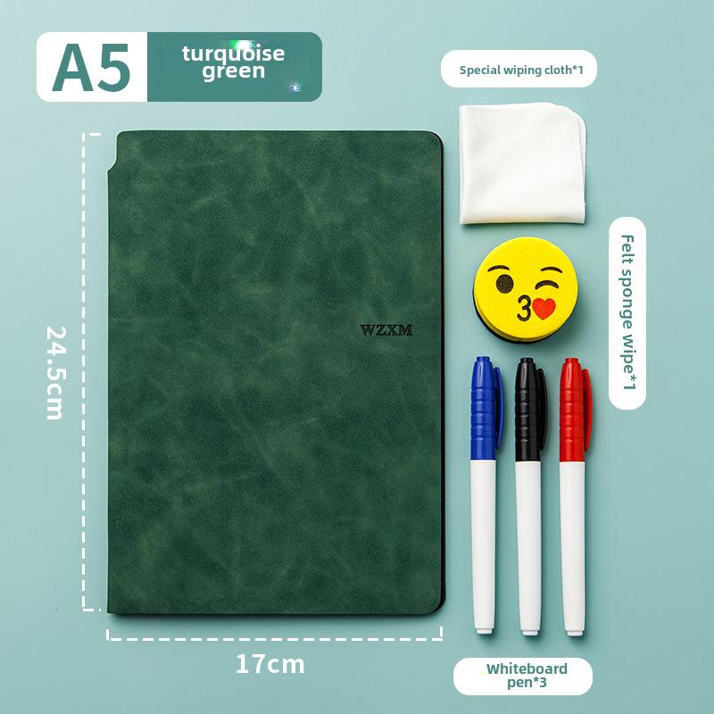 Löschbares A5 Doppelseitiges Whiteboard Notizbuch Set - PU Leder Planer & Memoboard für Studenten und Büro